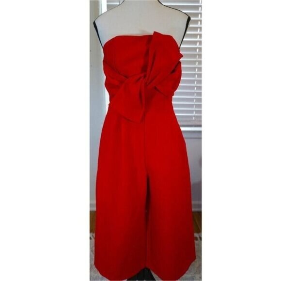 Parvenue Red Strapless Bow Jumpsuit - Size M - Picture 12 of 12